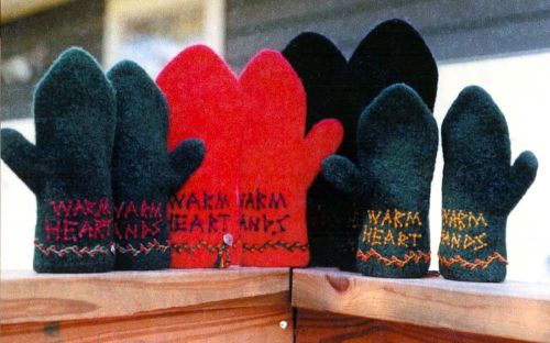 The Warm Hands Felted Mittens Pattern from Two Old Bags