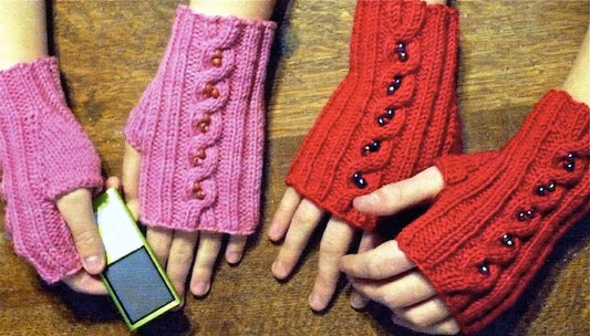 Beaded Cable Mittlets Pattern by Shirl the Purl