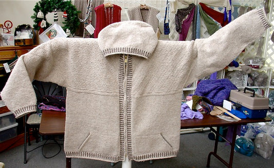 Diagonal Rib Zip Hoodie Sweater Pattern by Anne Bosch