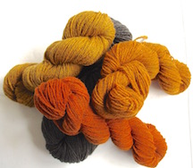 yellow orange and gray yarns
